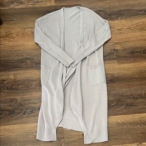 lululemon athletica Light Gray Open-Front Long Cardigan (LILIAC COLOUR )